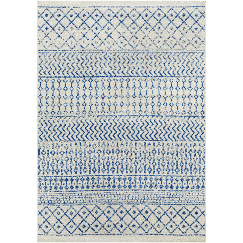 Bernhard Global Blue/Ivory Area Rug, Rectangle 10' x 13'