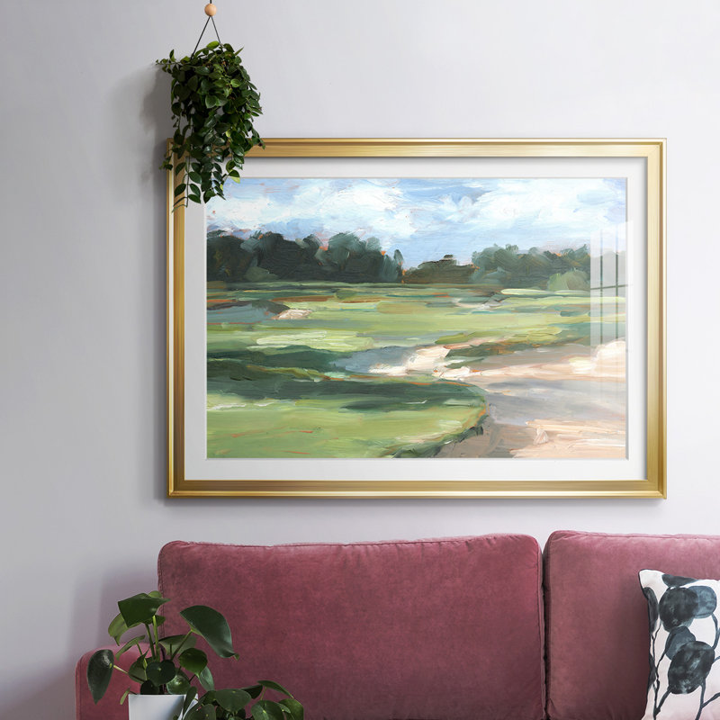 Golf Course Study II, reproduction d'art encadrée, Or, H 30 po x l 44 po x P 1,5 po
