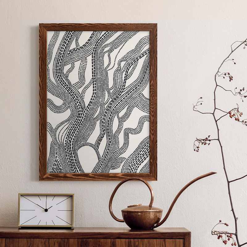 «Dots And Dash I», toile encadrée de qualité supérieure - prête à être accrochée, H 44 po x l 31 po x P 1 po, Érable