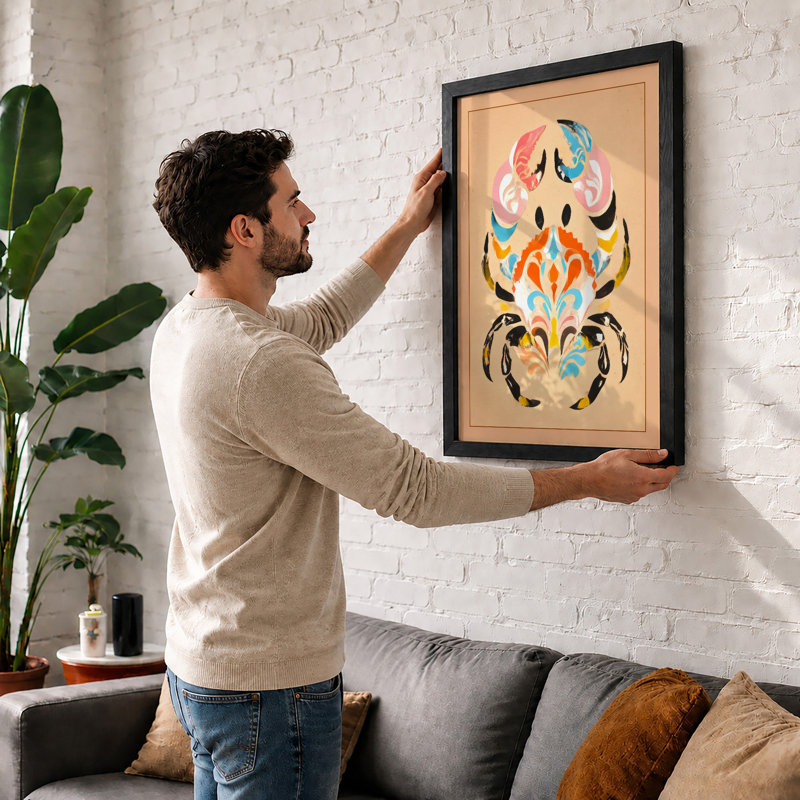 Ornamental Crab Boho - Print, A3 - 42.0 x 29.7 cm, White