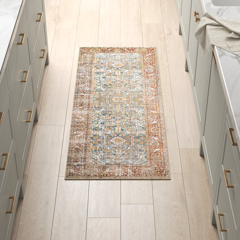 Pratt Oriental Area Rug in Ocean/Rust, Rectangle 7'6" x 9'6"