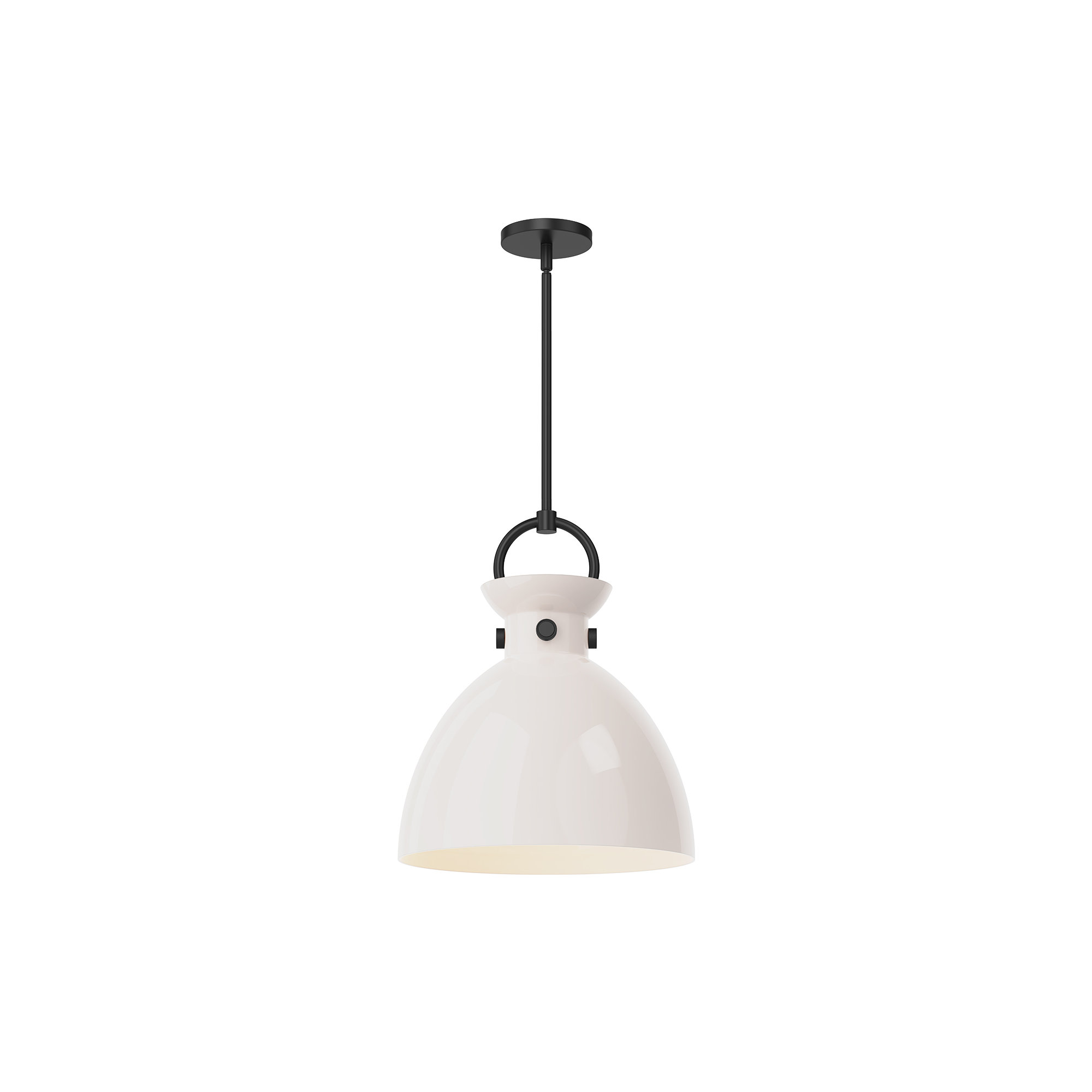 Tinka Single Light Glass Steel Pendant, Matte Black, 17.13" H x 14" W x 14" D