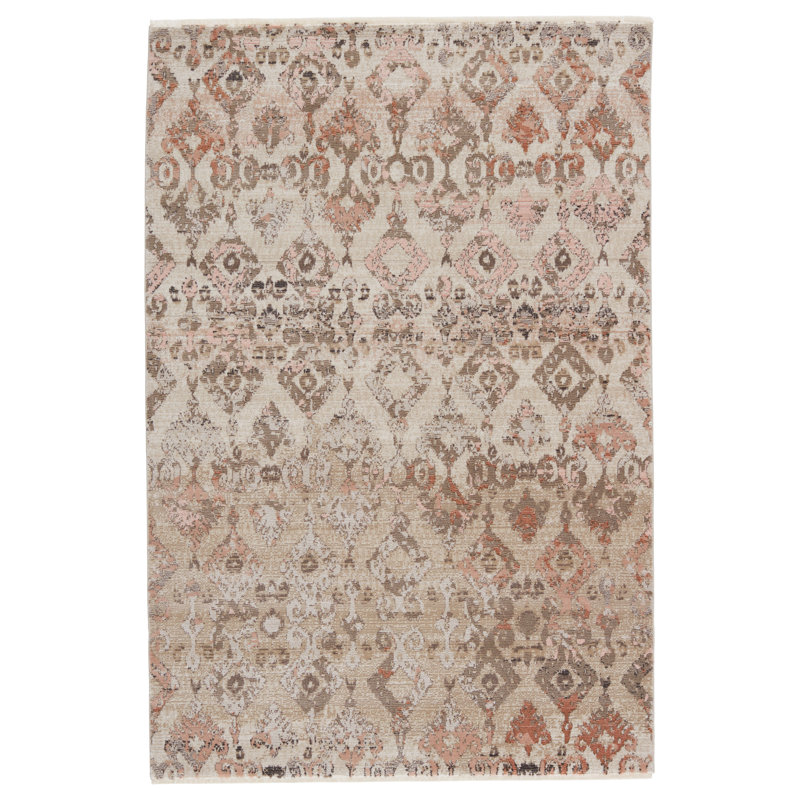 Tapis brun clair Sanaa Ikat, Rectangle 9 pi 6 po x 12 pi 7 po