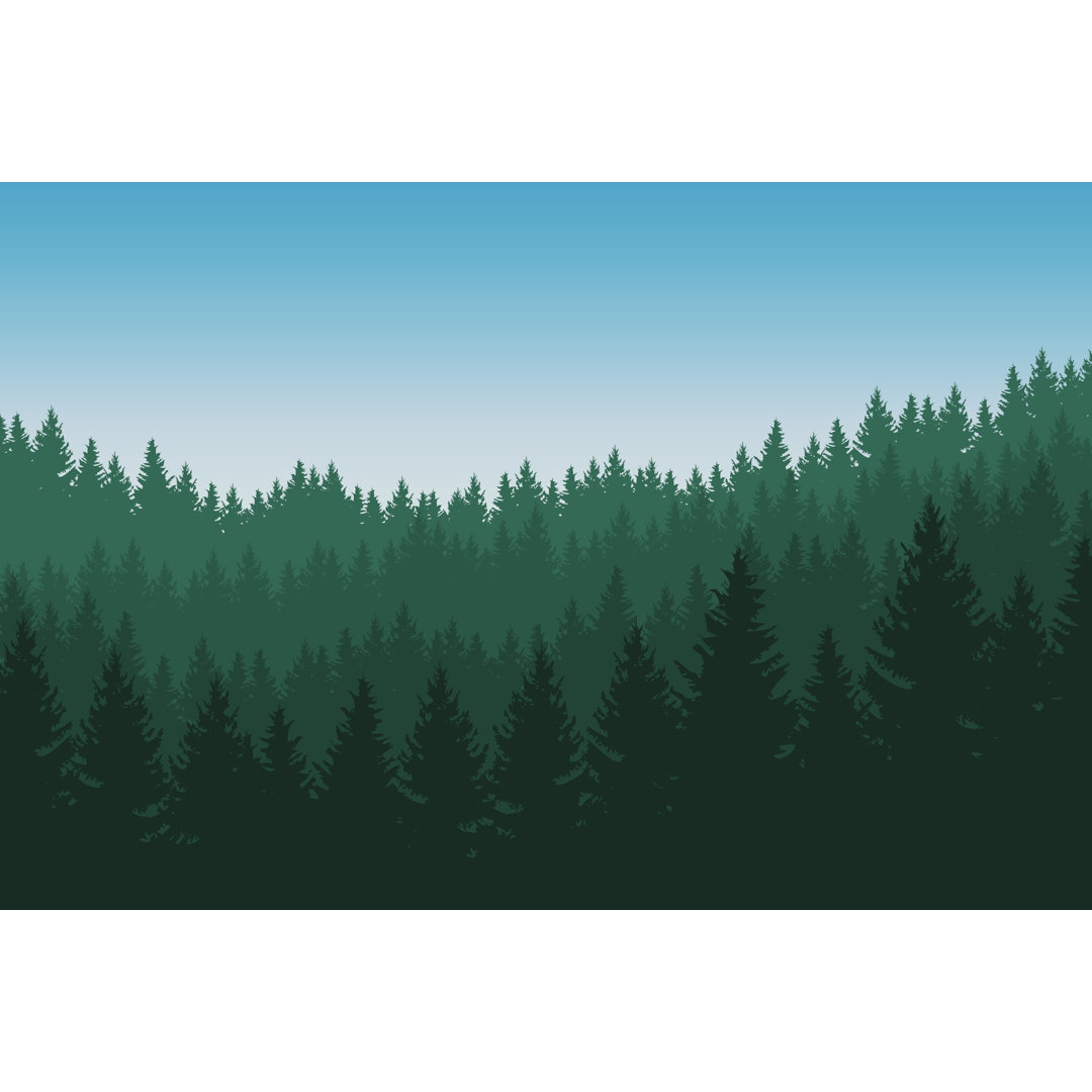 Illustration of Coniferous Forest by Forgem - Wrapped Canvas Graphic Art