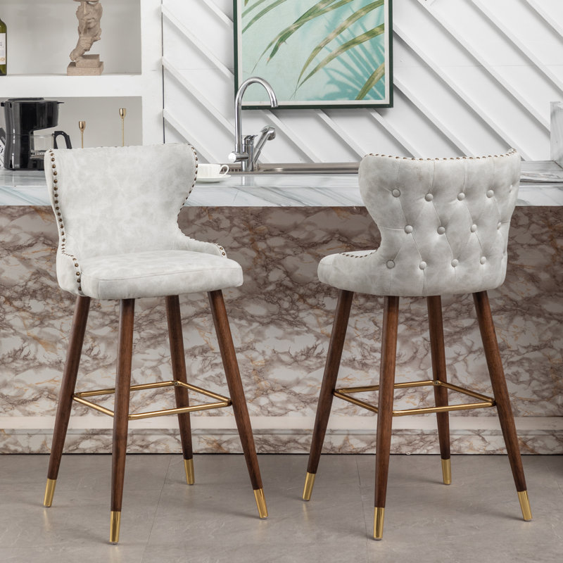 Tabouret de bar et de comptoir Caralie, Tabouret de bar (siège d'une hauteur de 29,5 po), Blanc