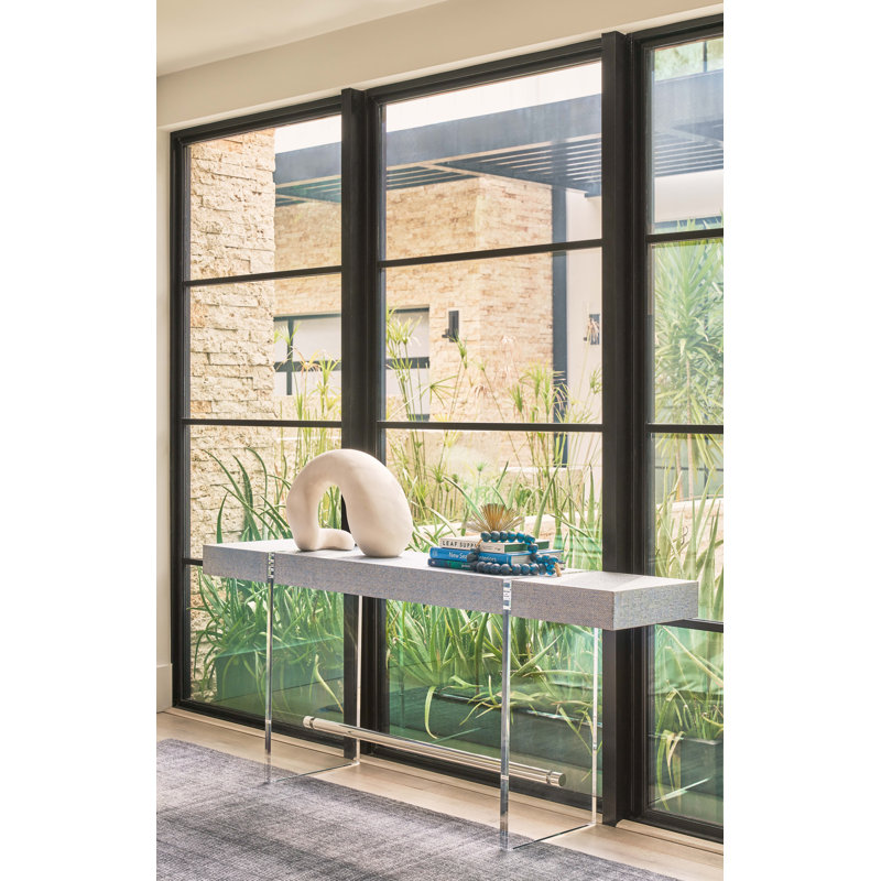 Vineyard Haven 70'' Blue Seagrass Console Table with Acrylic Legs