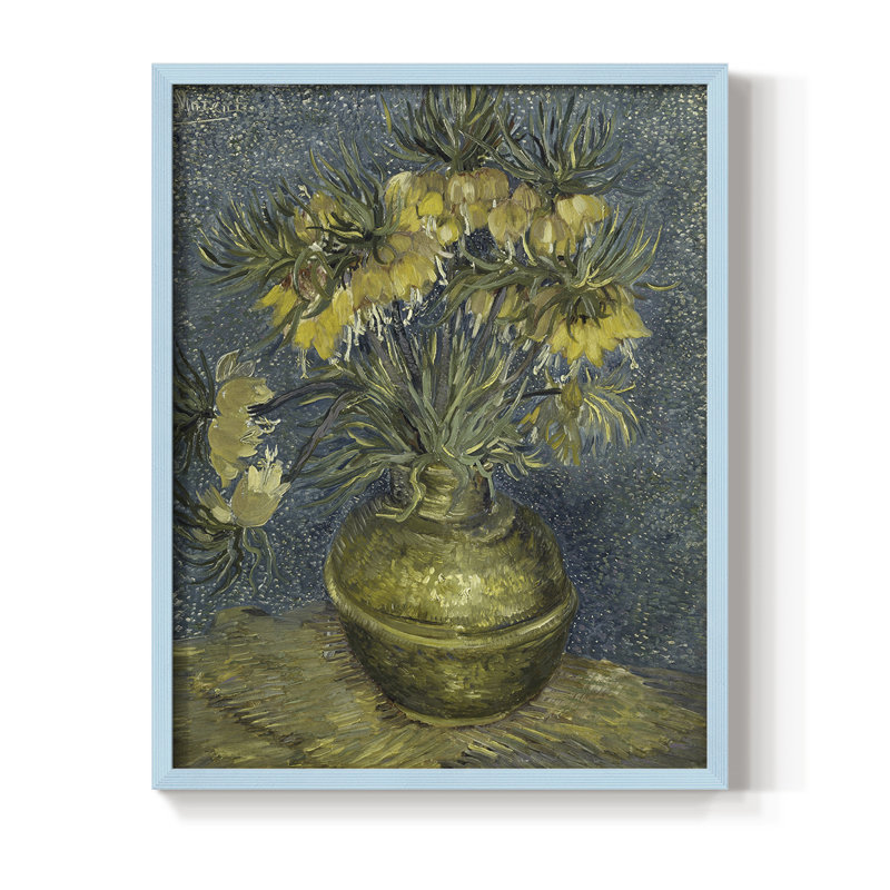 «Vintage Floral Print», impression encadrée CCLI - bois massif, H 15 po x l 12 po, Bleu