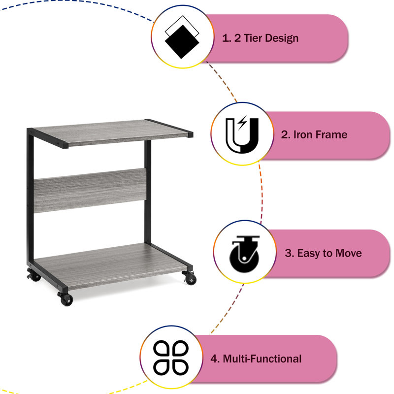 22'' H x 19.68'' W CPU Holder with Wheels, Grey