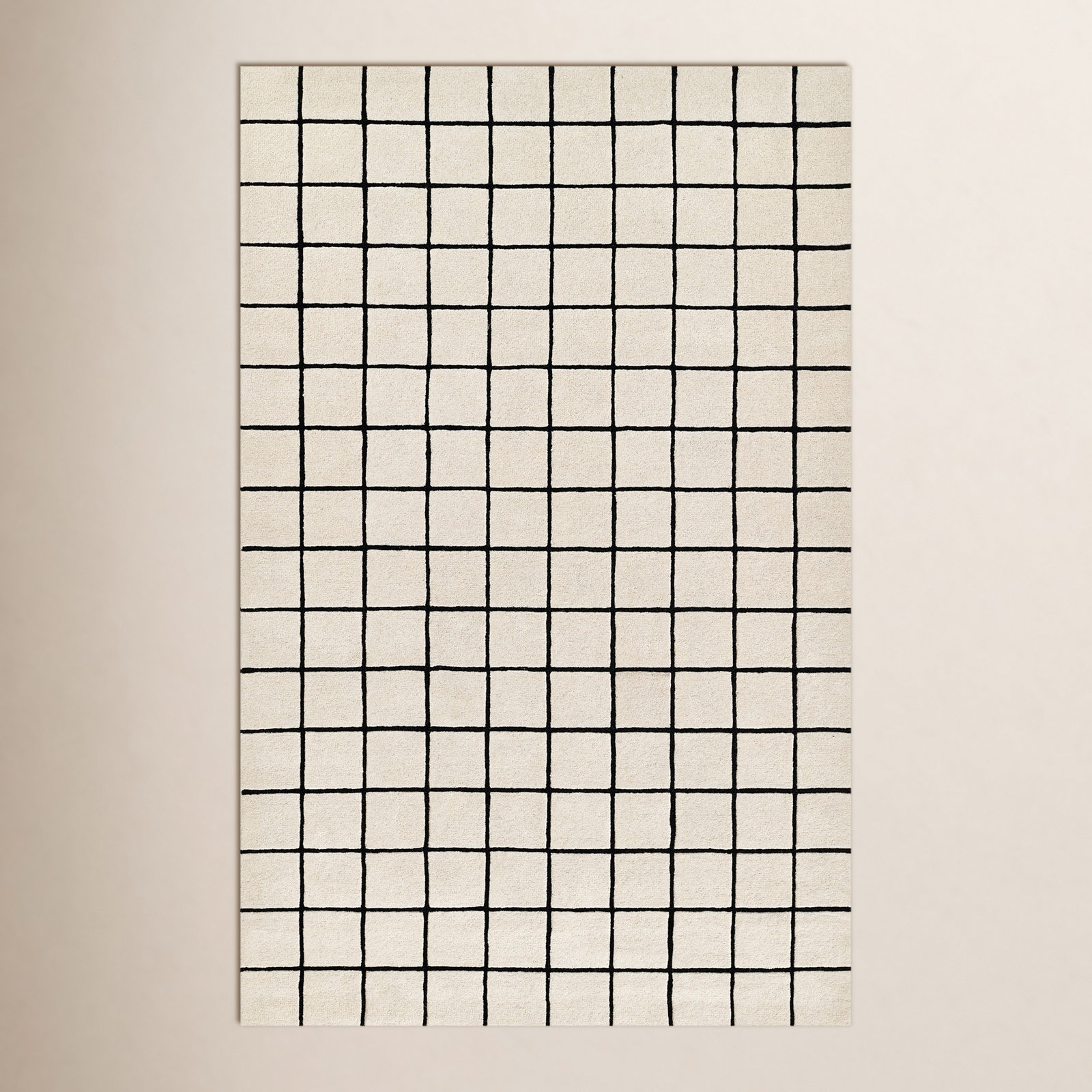Montara Ivory Hand-Tufted Geometric Wool Rug, Rectangle 6' x 9'