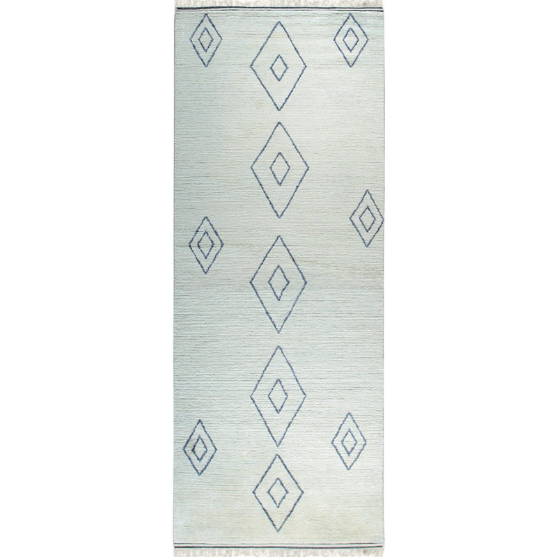 Hand Knotted Wool Geometric Area Rug, 8' x 10'
