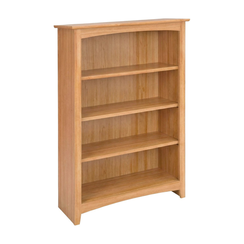 Malani 36" H Solid Wood Classic Bookcase, Natural, (4 Shelves) 48"H x 31.75"W x 12.875"D