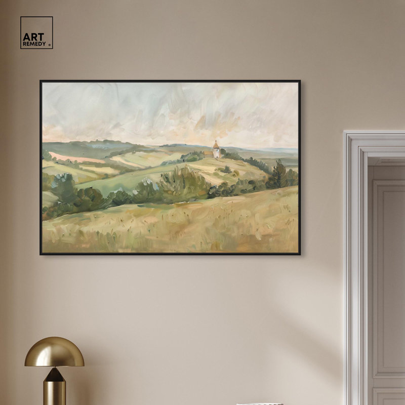 «Peaceful Pasture», toile classique par Art Remedy, Cadre noir, H 31 po x l 46 po