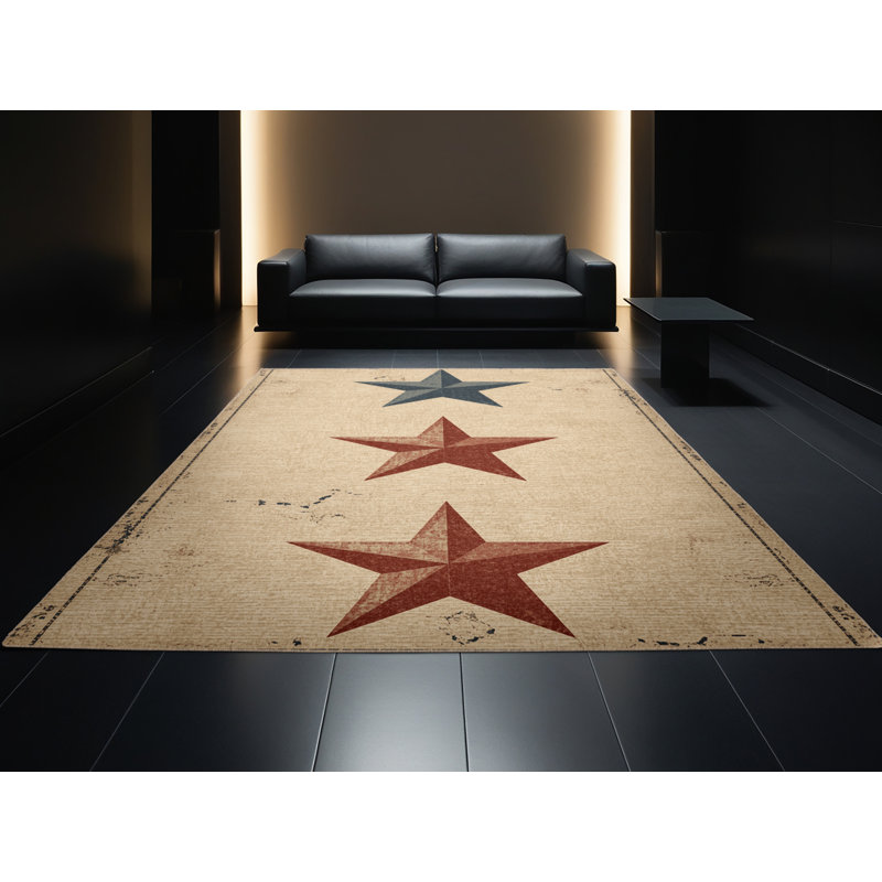 Machine Washable Adamek July 4Th Modern & Contemporary Abstract Rug in Brown – Beige Binding, 2x5