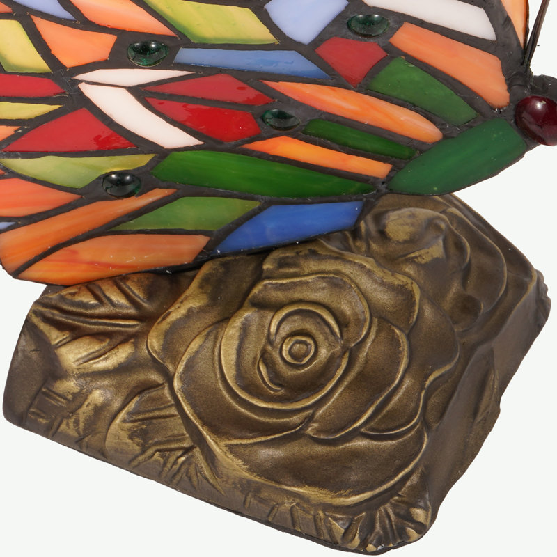 Tiffany Style Butterfly Lamp - Stained Glass Resin Novelty Lamp, 9" H x 4" W x 4" D