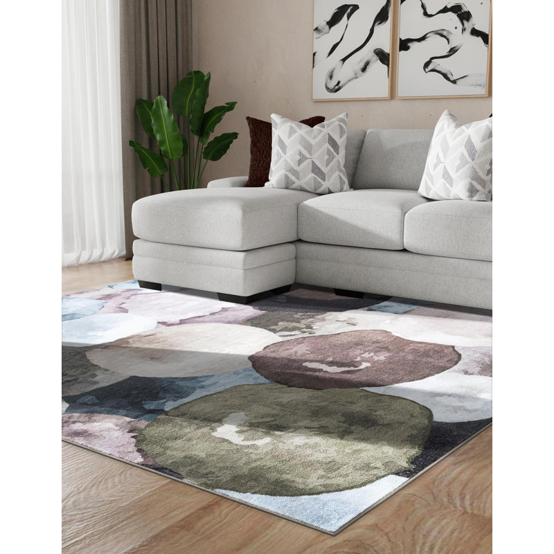 Rumi Tendria Rug, Gray, Square 3'3"