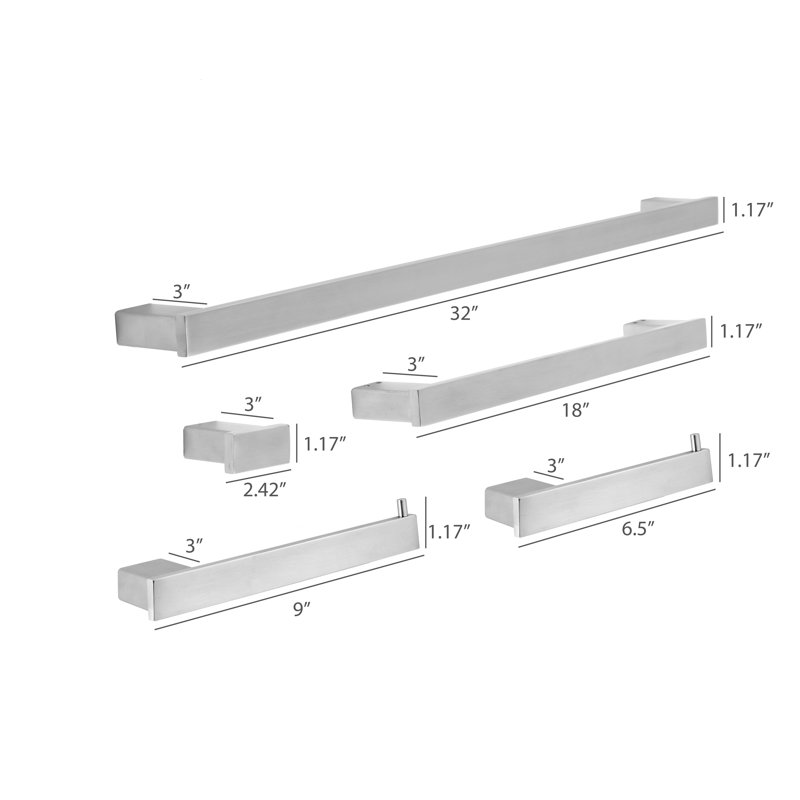 Ensemble de quincaillerie de salle de bain 4 pièces, Nickel brossé