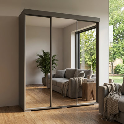 Armoire grise 71 "avec miroir Aria