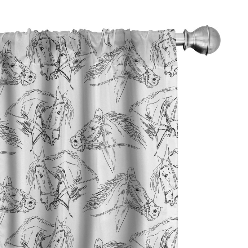 Horses Semi-Sheer Rod Pocket Sliding Panel, 28" x 63"