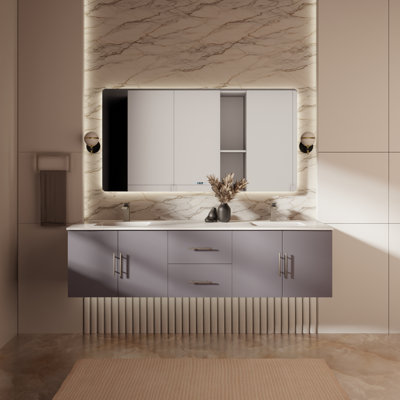 Ensemble de meuble-lavabo double mural 72 "Geneva