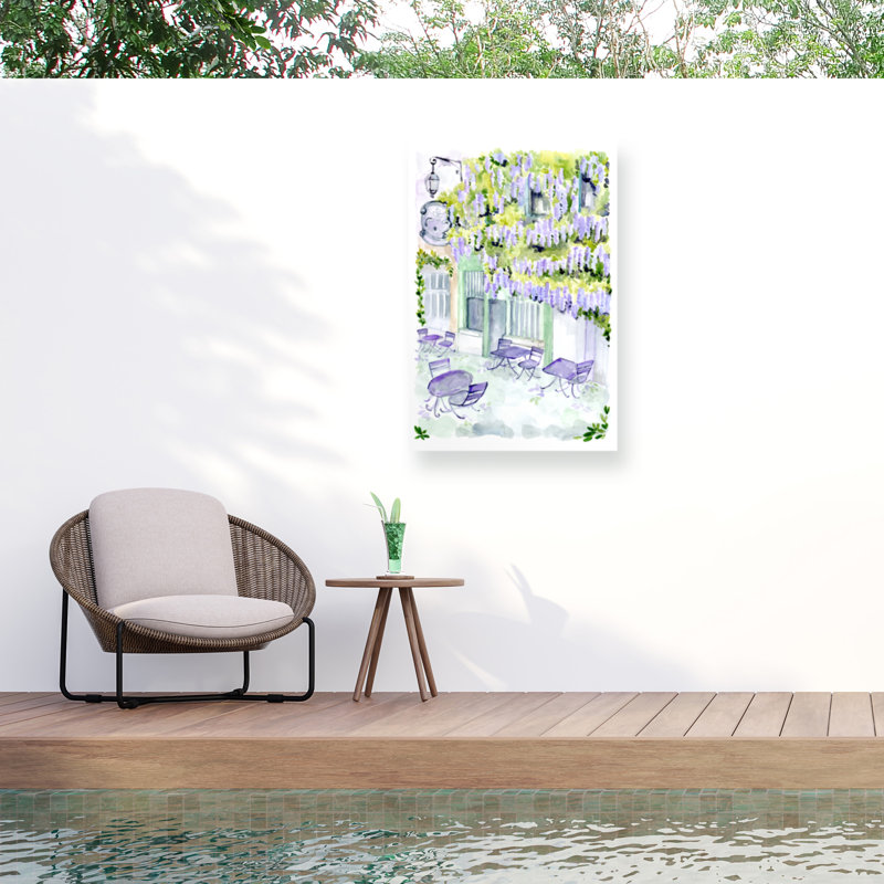 Rosana Laiz Blursbyai Naive Paris Cafe Outdoor  Canvas, H 12 po x l 19 po