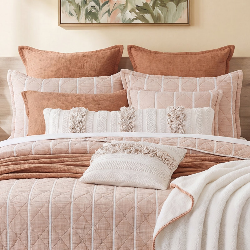 Pacifica Coverlet, Queen Coverlet, Terracotta
