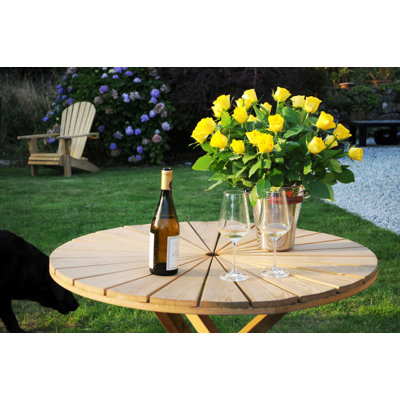Round Redwood Outdoor Dining Table With Umbrella Hole , 100cm cm W 100cm cm D