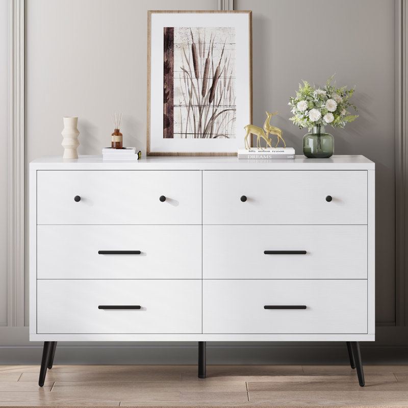 Berdie 47.2'' W 6 - Drawer Dresser, White