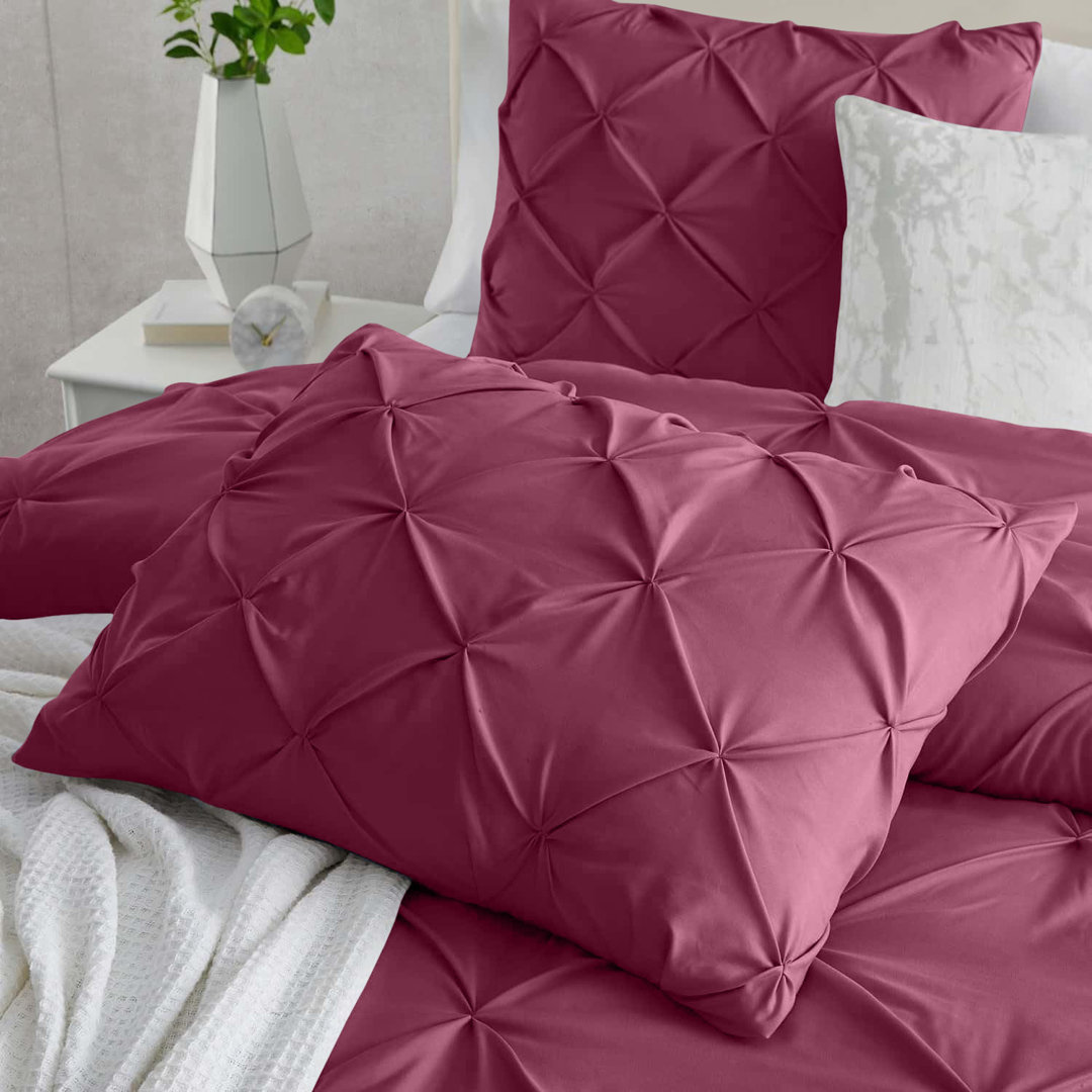 Luxury Pintuck Duvet Cover Set With Pillow Case For Room Bedding