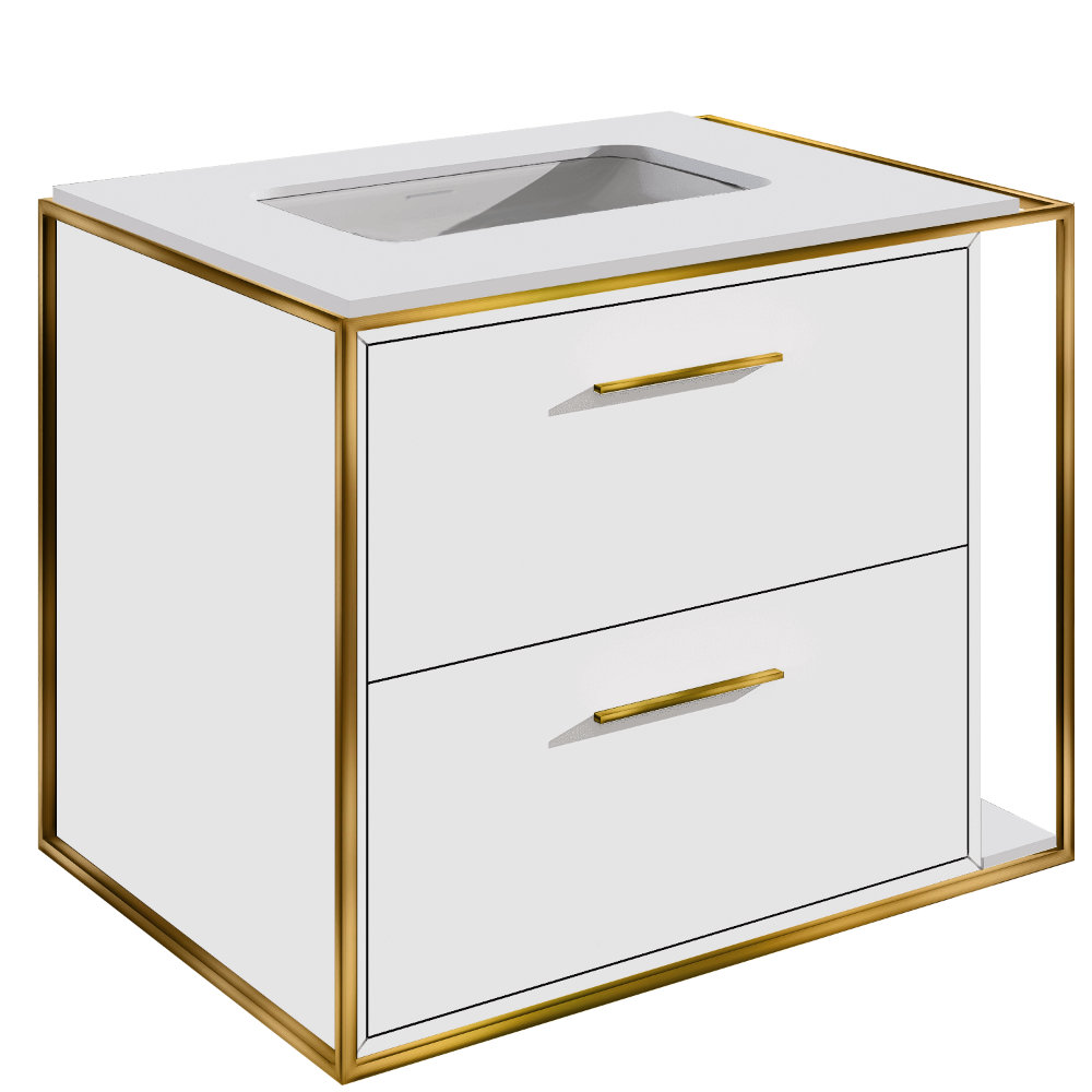 Linea 24" Single Bathroom Vanity, Brass, Wall Mount, Matte White