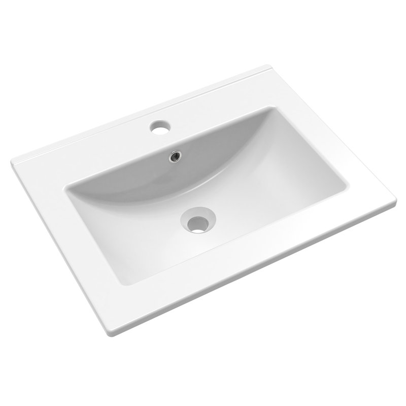 Lavabo de salle de bain rectangulaire en céramique 24 "avec trop-plein 24"