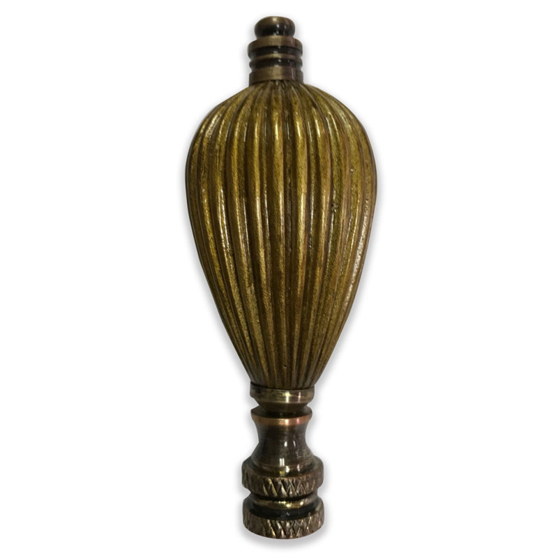 Vase Shaped Lamp Finial, Antique Brass