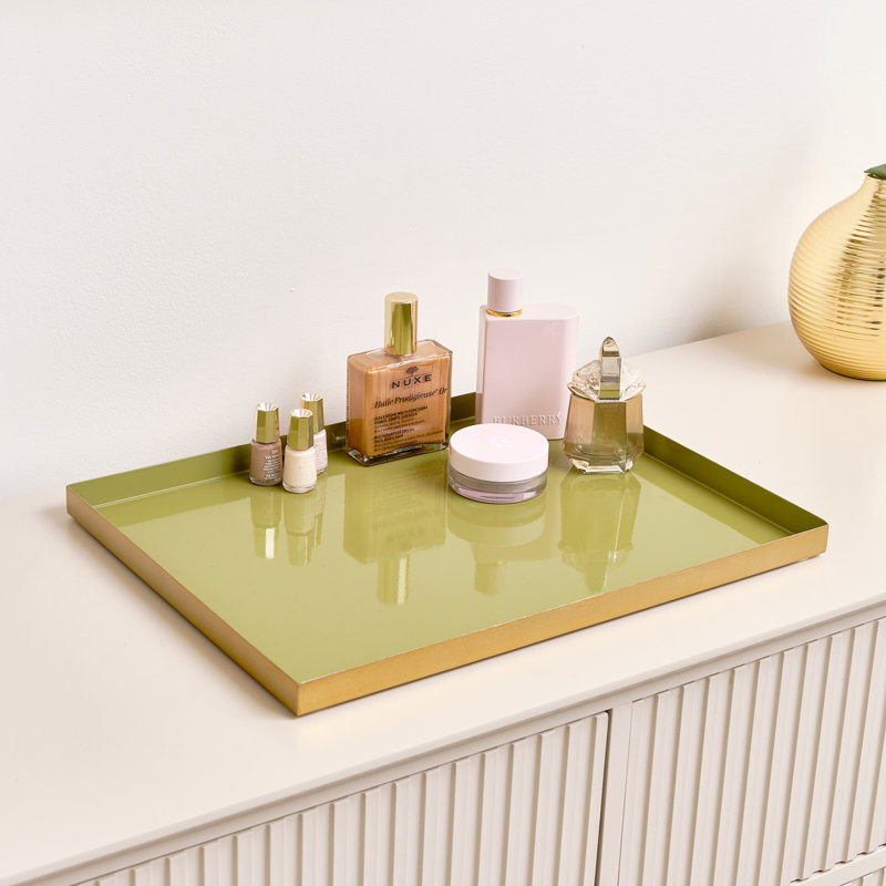 Large Rectangle Enamel Metal Tray, Green