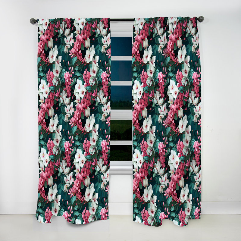 Motif de vignes exotiques - Rideau en velours tropical - obscurcissant - 1 panneau, L 52 po x L 63 po