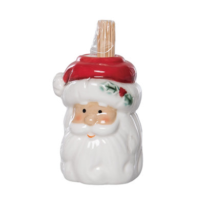Ceramic Santa Toothpick Holder, Red, Ceramic, Table, Kitchen, Christmas, Tabletop, Toothpick Holder