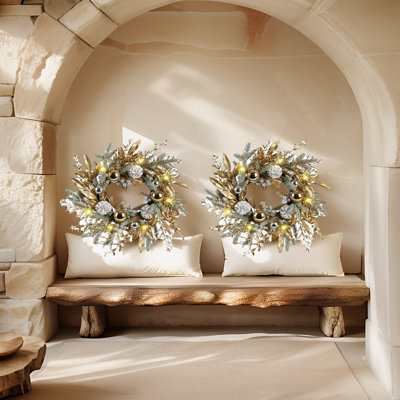 GDS-CHRISTMAS WREATHS-GOLD 2PCS