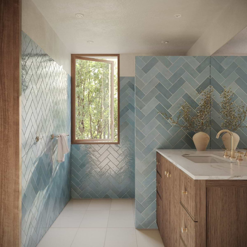 Portmore 3x8 Glazed Ceramic Tile, Blue