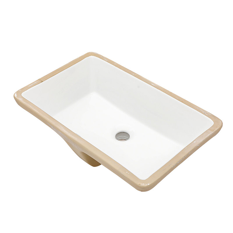 Lavabo de salle de bain rectangulaire encastré en céramique blanc 21 "x 13" avec trop-plein