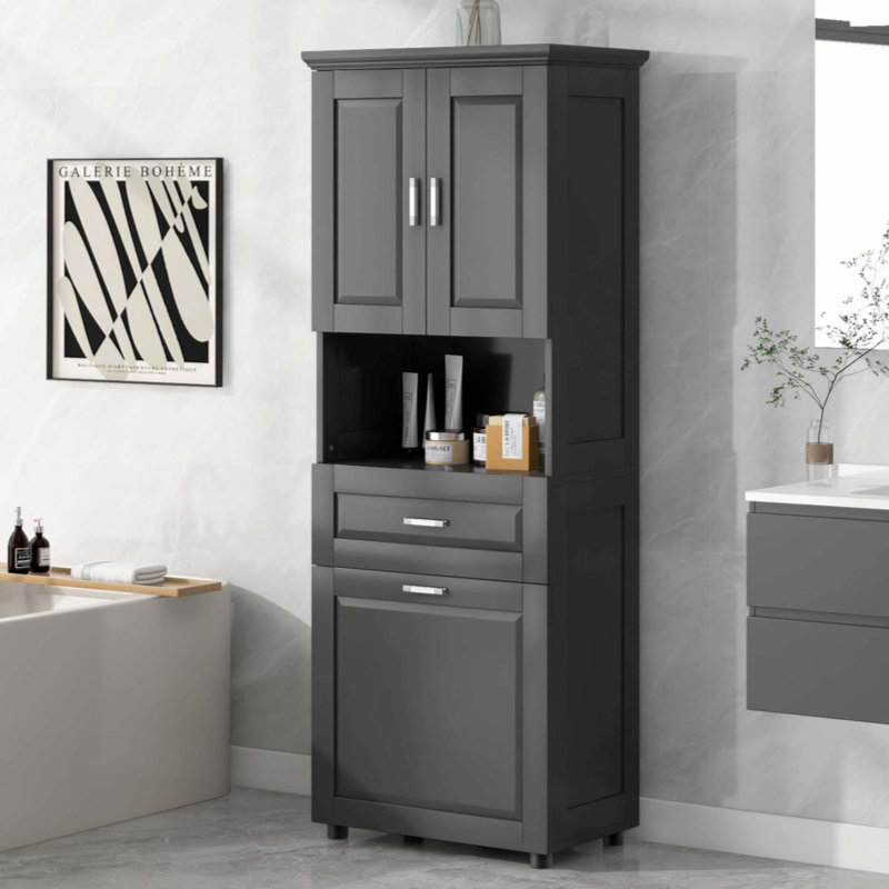 Suphi Freestanding Bathroom Cabinet, Black