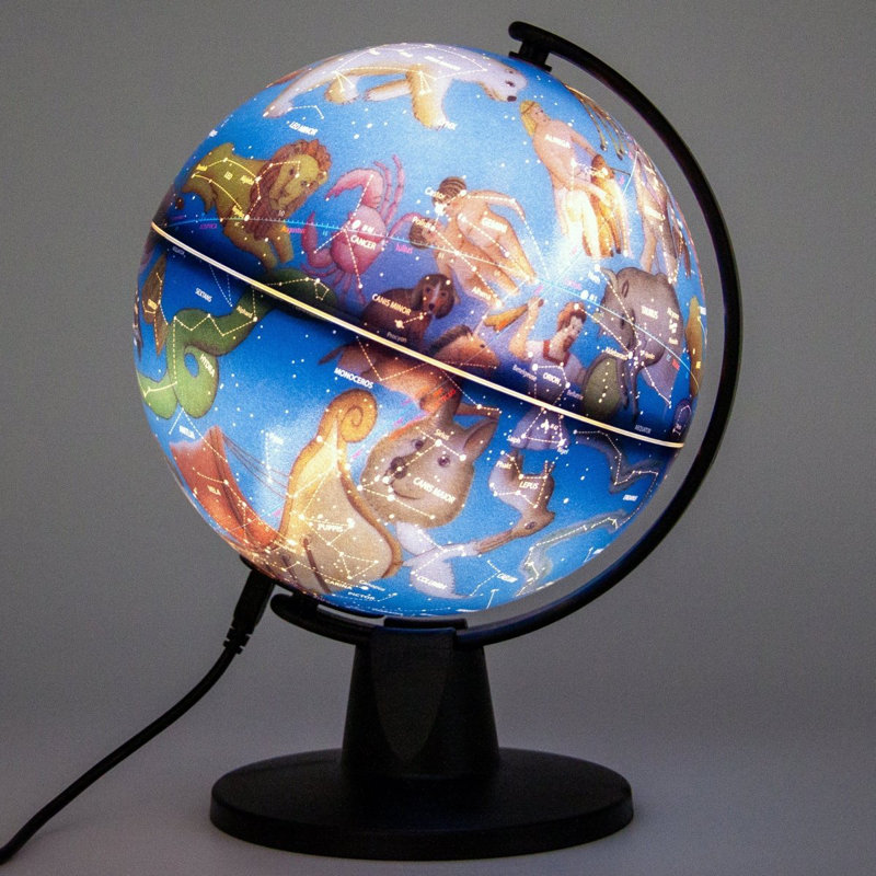 Globe terrestre avec étoiles et constellations 6 pouces GeoClassic - DEL à double mode