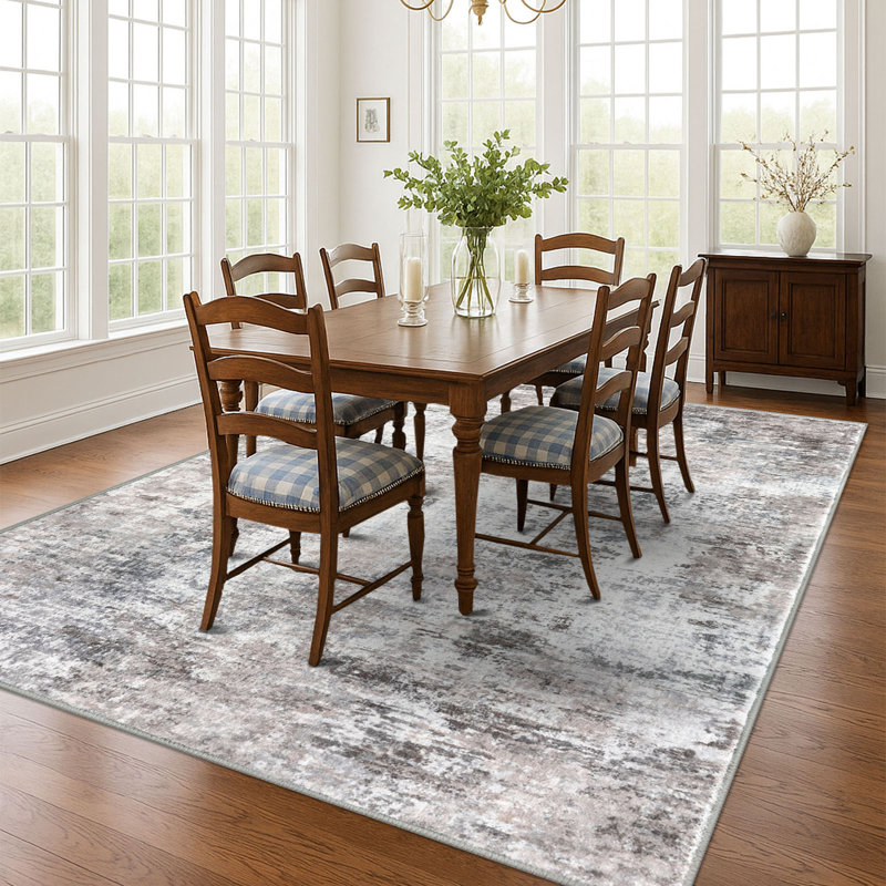 Machine Washable Area Rug Abstract Rugs with Non-Slip Backing for Bedroom Living Room, Rectangle 8' x 10'