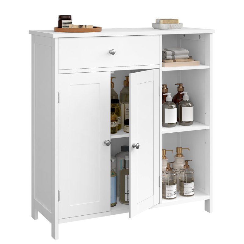 Armoire de rangement avec tiroir, 3 compartiments ouverts, tablettes réglables