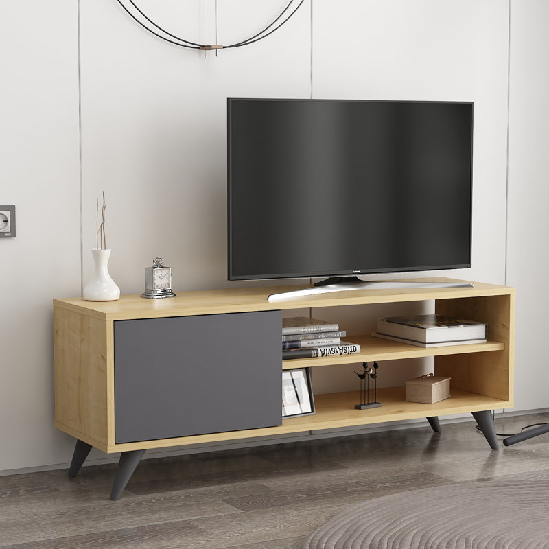 Unfinished TV Stand for TVs up to 50", Oak/Anthracite