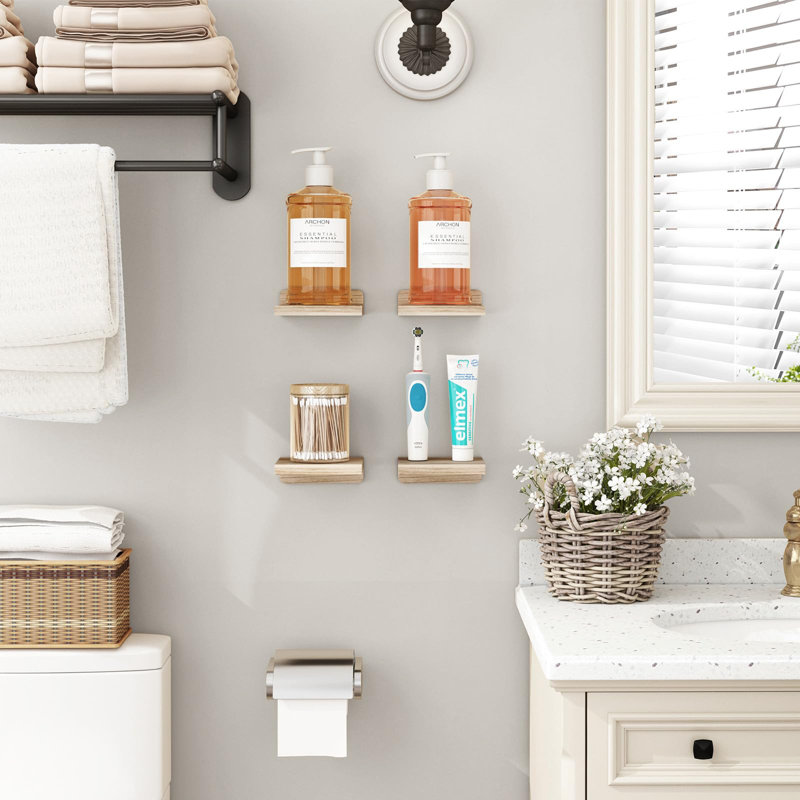 Ottava Square Paulownia Floating Shelf, Carbonized Black