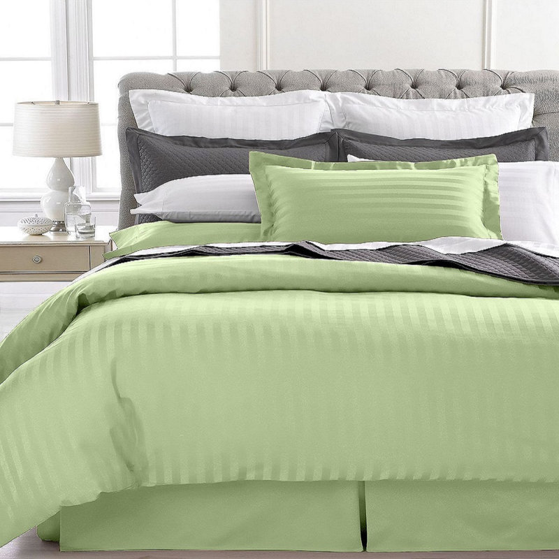 Modern & Contemporary Striped Duvet Cover, Full/Queen Duvet Cover + 2 Standard Pillowcases, Sage