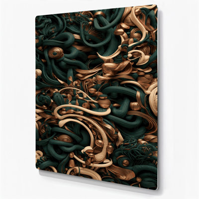 Art abstrait en métal vert 100 formes abstraites