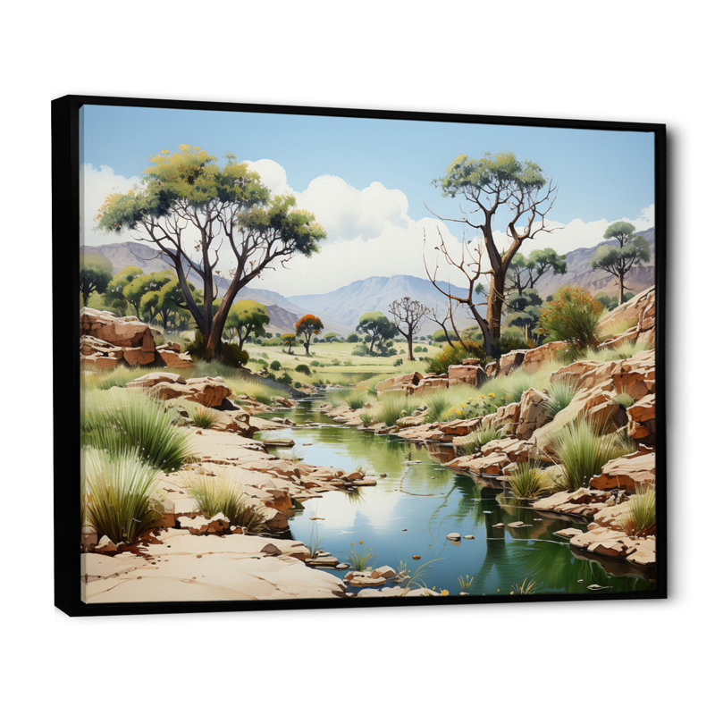 Baobab Serenity Oasis - impression, Cadre flottant noir, H 24 po x l 32 po x P 1 po