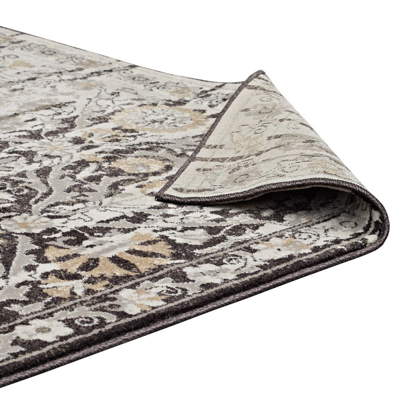 Ganesa Black Floral Lattice 8' x 10' Easy-Care Area Rug