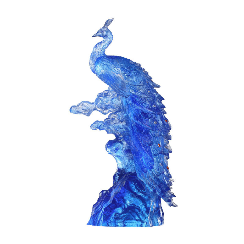 LIULI Crystal Art, Crystal Bird, Peacock | Divine Splendour