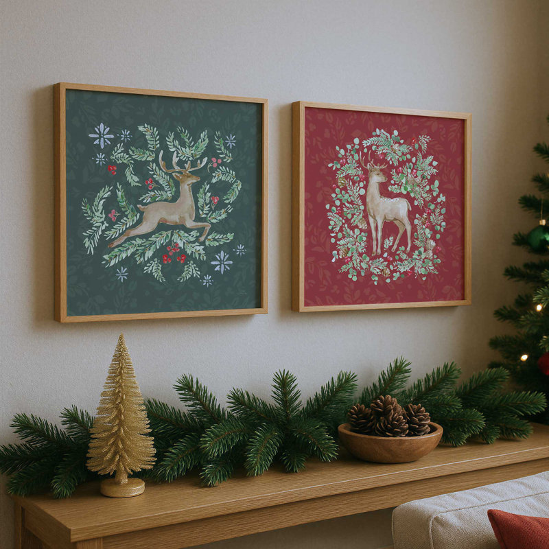 Ensemble de 2 impressions de forêt, Or poli, 20 po x 20 po