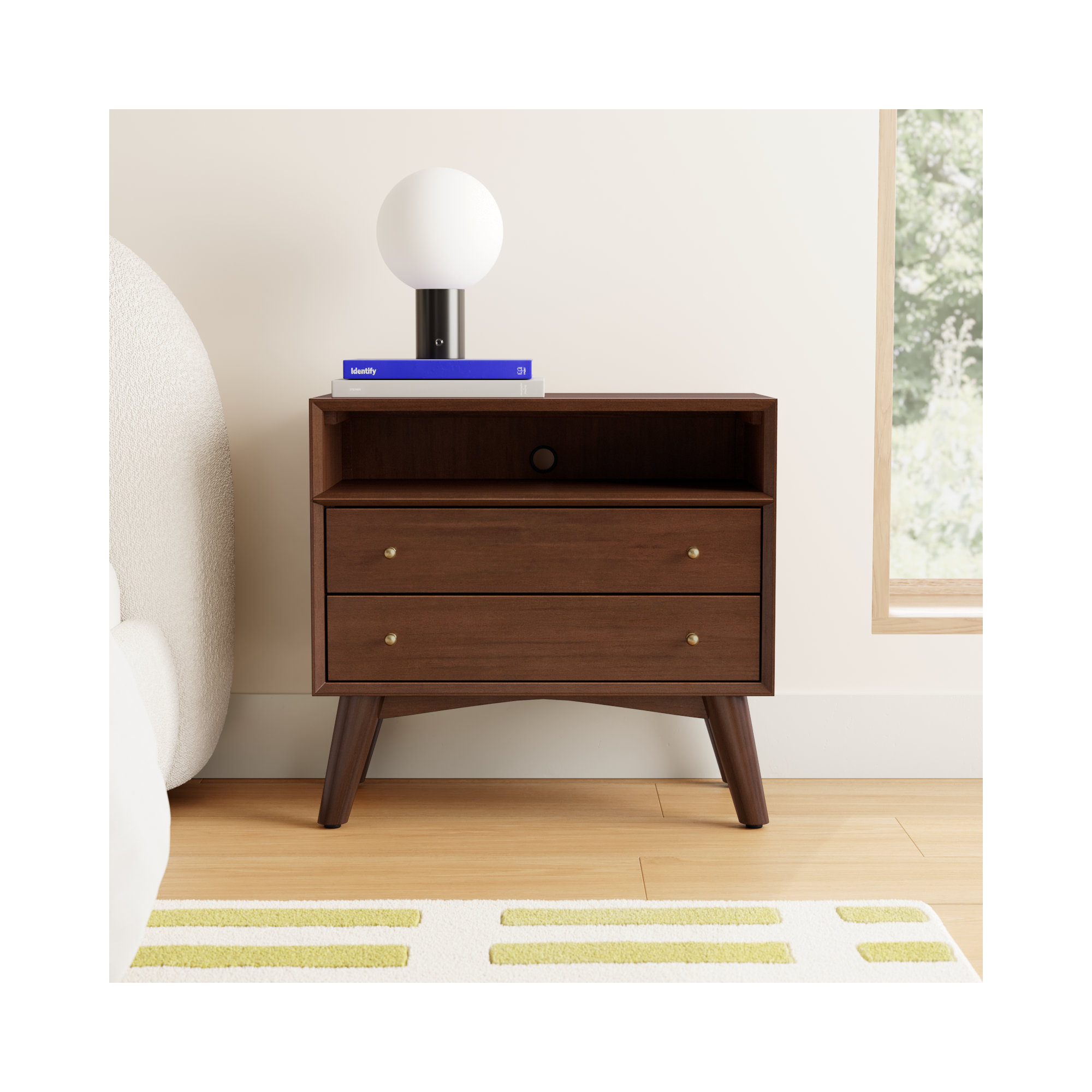 Williams 2-Drawer Nightstand with Shelf, Walnut
